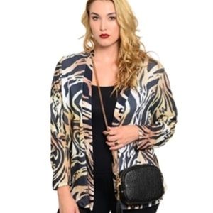Animal Print Open Front Cardigan